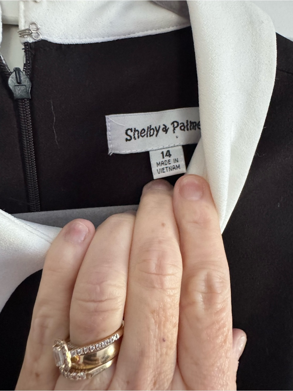 Shelby & Palmer Black dress with White Collar Accent. Size 14.